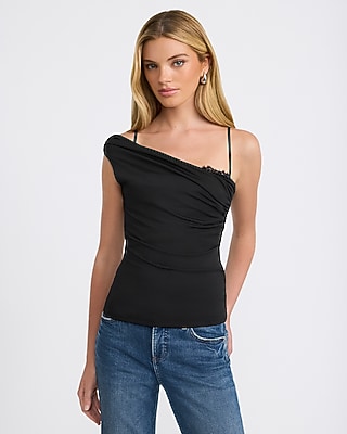 One Shoulder Peekaboo Lace Top - thumbnail 5