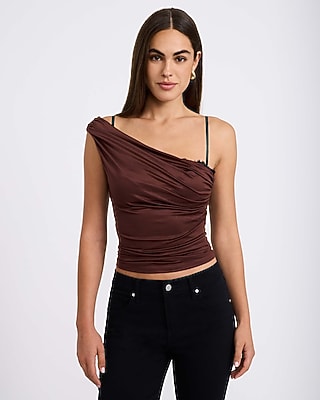 One Shoulder Peekaboo Lace Top