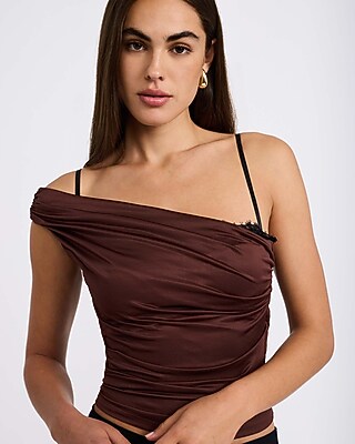 One Shoulder Peekaboo Lace Top - thumbnail 2
