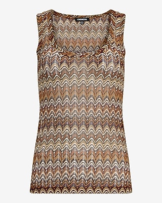 Printed Crochet Scoop Neck Tank - image 5