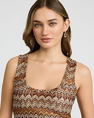 Printed Crochet Scoop Neck Tank - image 2