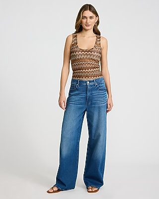 Printed Crochet Scoop Neck Tank - image 4