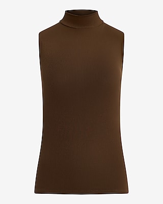 Fitted Ribbed Mock Neck Tank