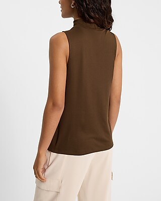 Fitted Ribbed Mock Neck Tank