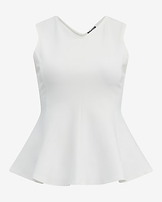 Ponte High V-Neck Peplum Tank