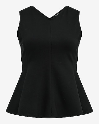 Ponte High V-Neck Peplum Tank - image 4