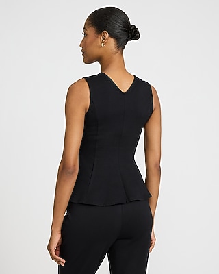 Ponte High V-Neck Peplum Tank - image 2