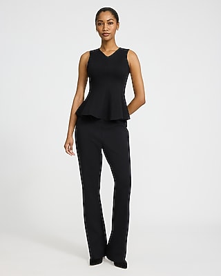 Ponte High V-Neck Peplum Tank - image 3