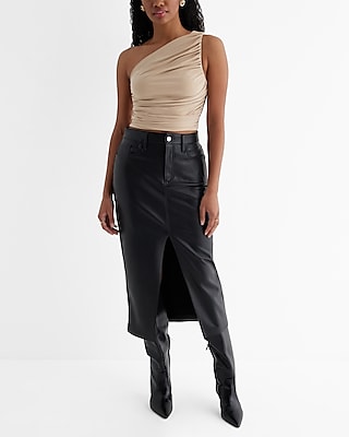 Fitted One Shoulder Ruched Cropped Tank
