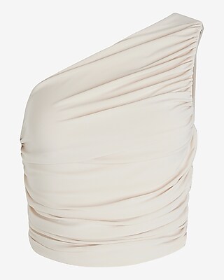Fitted One Shoulder Ruched Cropped Tank