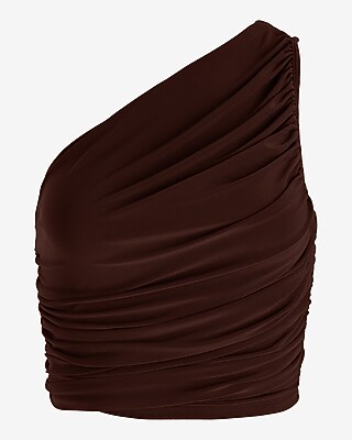 Fitted One Shoulder Ruched Cropped Tank