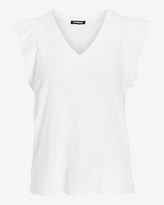 Skimming Slub Ruffle Sleeve Tee