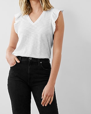 Skimming Slub Ruffle Sleeve Tee