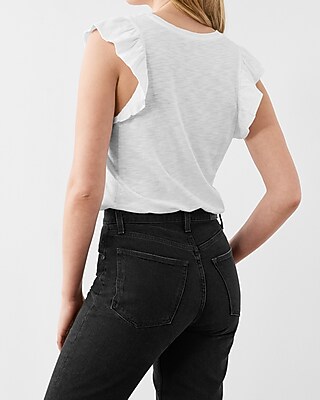 Skimming Slub Ruffle Sleeve Tee