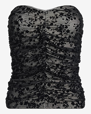 Lace Strapless Sweetheart Ruched Tube Top