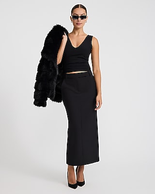 Mesh Double V-Neck Ruched Tank