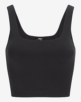 Body Contour High Compression Ribbed Square Neck Cropped Tank