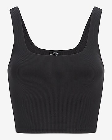 Womens - Square Neck Cropped Vest Top in Black