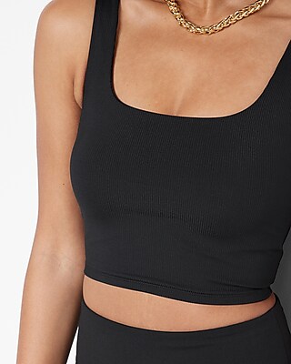 Body Contour High Compression Ribbed Square Neck Cropped Tank