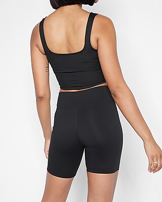 Body Contour High Compression Ribbed Square Neck Cropped Tank
