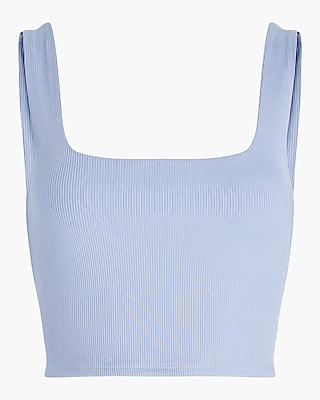 Body Contour High Compression Ribbed Square Neck Cropped Tank