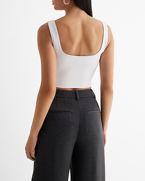 Express Women's Ribbed Square Neck Crop Top