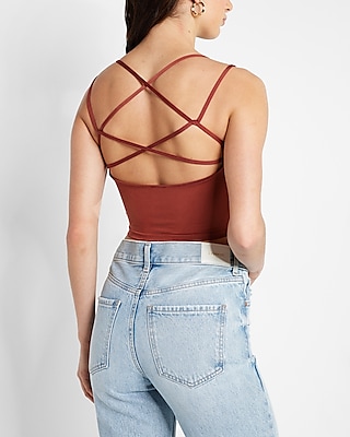 body contour silky strappy back cropped cami