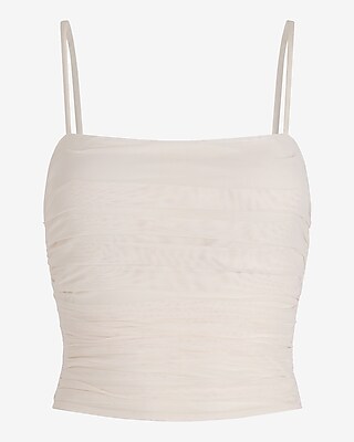 Body Contour Mesh Cropped Cami With Removable Cups