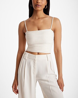 Body Contour Mesh Cropped Cami With Removable Cups