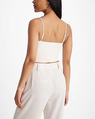 Body Contour Mesh Cropped Cami With Removable Cups