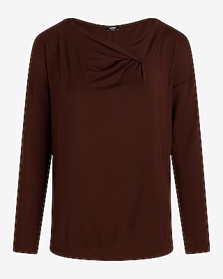 Supersoft Relaxed Notch Draped Neck Long Sleeve Tee - image 5