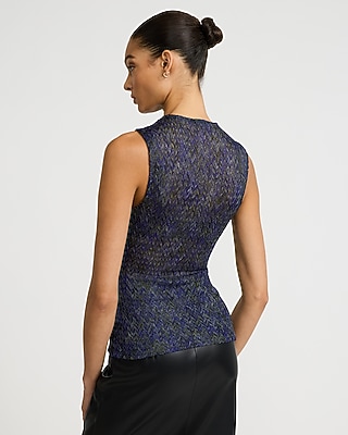 Chevron Jacquard Crew Neck Knit Tank