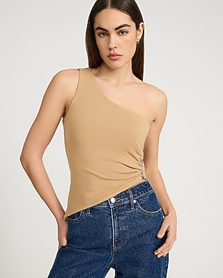 One Shoulder Sleeveless Hardware Tank - image 2