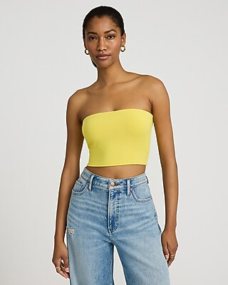 Body Contour High Compression Cropped Tube Top-White - image 4