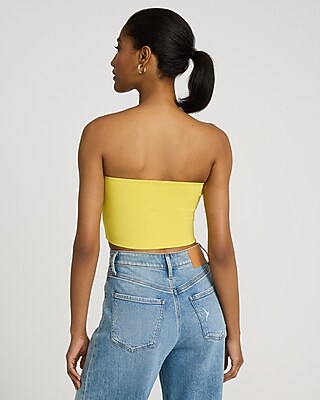 Body Contour High Compression Cropped Tube Top-White - image 5