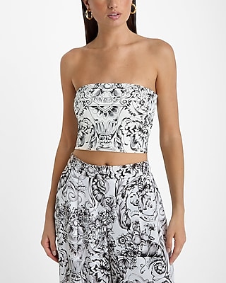 Body Contour High Compression Printed Cropped Tube Top