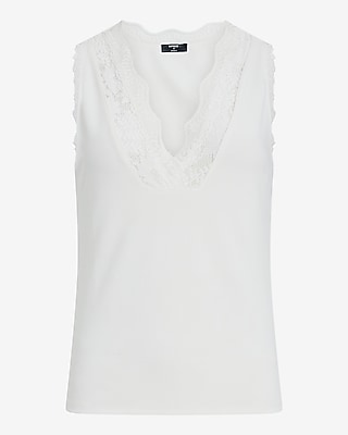 Lace Trim V-Neck Knit Tank