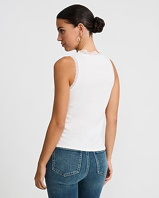 Lace Trim V-Neck Knit Tank