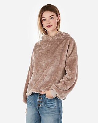 express one eleven oversized cozy hooded sweatshirt