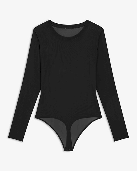 Thong Bodysuit for Women Round Neck Long Sleeve Bodysuit, Tummy