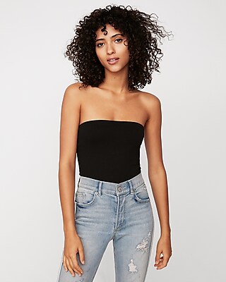 black tube top bodysuit