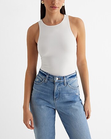 Express, Body Contour Ribbed Off The Shoulder Criss Cross Sweater in  Brushed Sa