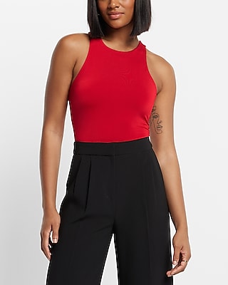 red sleeveless bodysuit