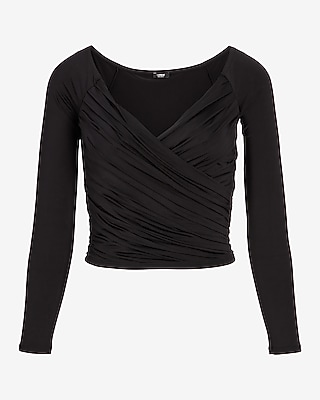 Body Contour Compression Silky Long Sleeve Wrap Top