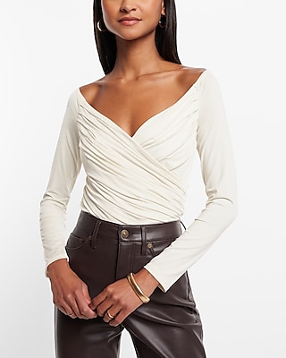 Body Contour Compression Silky Long Sleeve Wrap Top