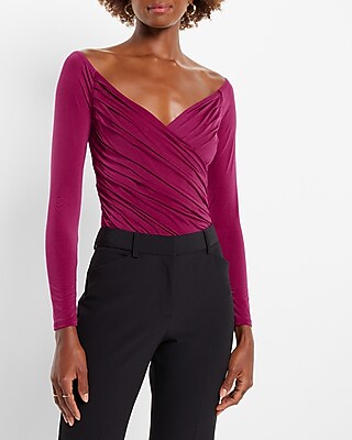 Body Contour Compression Silky Long Sleeve Wrap Top