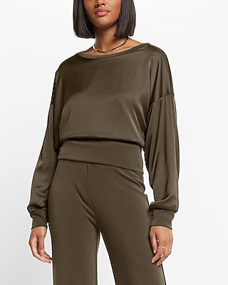 Silky Sueded Scuba Satin Dolman Sleeve Sweatshirt