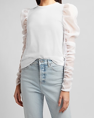 Organza Puff Sleeve Top