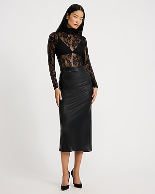 Sheer Lace Mock Neck Long Sleeve Top | Express