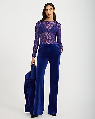 Sheer Floral Lace Crew Neck Long Sleeve Tee